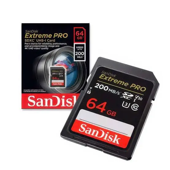 SanDisk Extreme PRO 64GB SD Card – Up to 200MB/s, UHS-I, U3, V30, 4K UHD
