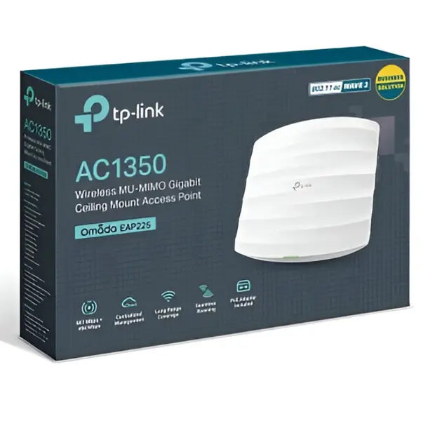 TP-Link EAP225 Access Point | AC1350 Dual-Band Wi-Fi | MU-MIMO Technology | Gigabit Ethernet Port | Ceiling/Wall Mountable | Omada Mesh Compatible