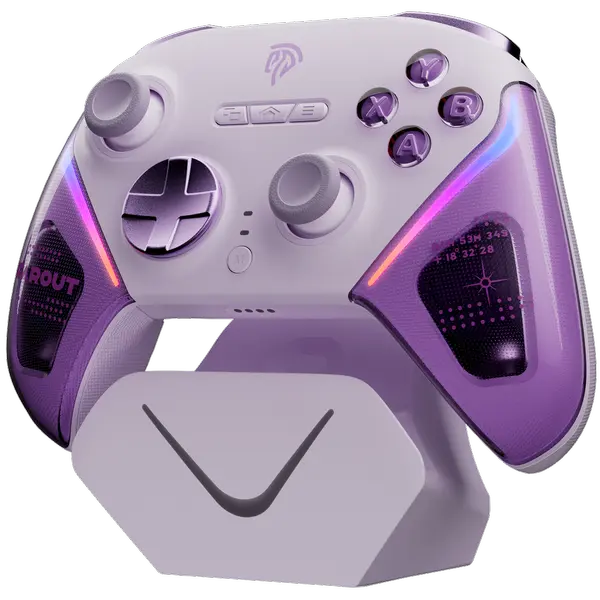 EasySMX D10 Farout Purple Wireless Gamepad Pro PC Controller for Windows/Switch/Android/iOS - TMR Anti-Drift Joysticks, Dual-Mode Triggers & Smart Charging Dock & Full Mechanical Keys &1000Hz Poing Rate