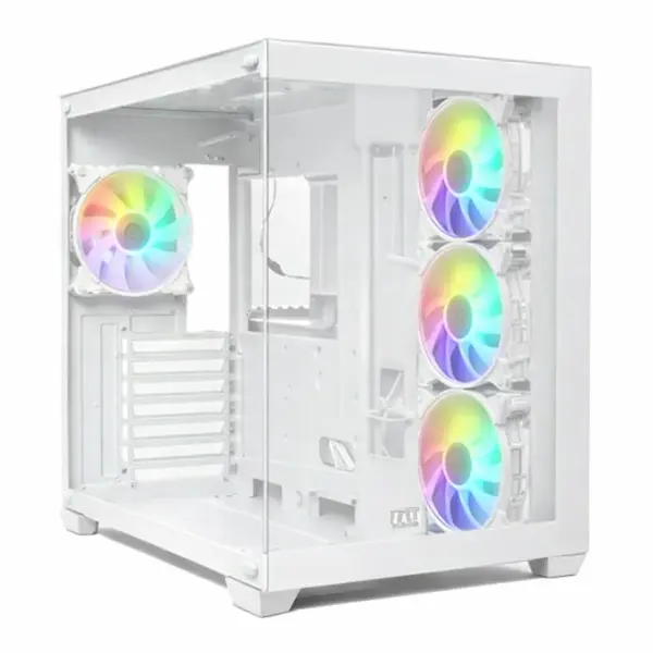 E-Dragon Light Fury EDG-1116 Mid Tower PC Case | 3x ARGB Fans Pre-Installed | Tempered Glass | ATX Gaming Case - White