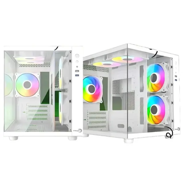 E-Dragon Light Fury EDG-1116 Mid Tower PC Case | 3x ARGB Fans Pre-Installed | Tempered Glass | ATX Gaming Case - White