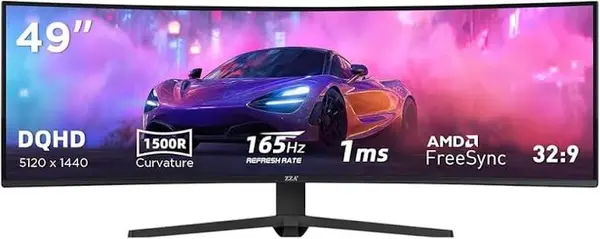 GFURY QUANTAM EDGE 165Hz 49" Curved 5K Gaming Monitor – Silver, WQHD 5120x1440