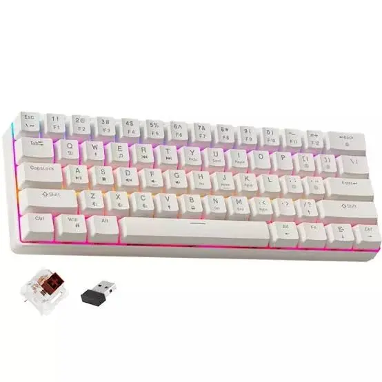G61 RGB Backlit 61-Key Mechanical Keyboard – Tri-Mode Type-C Wired, 2.4GHz Wireless, Bluetooth 5.0