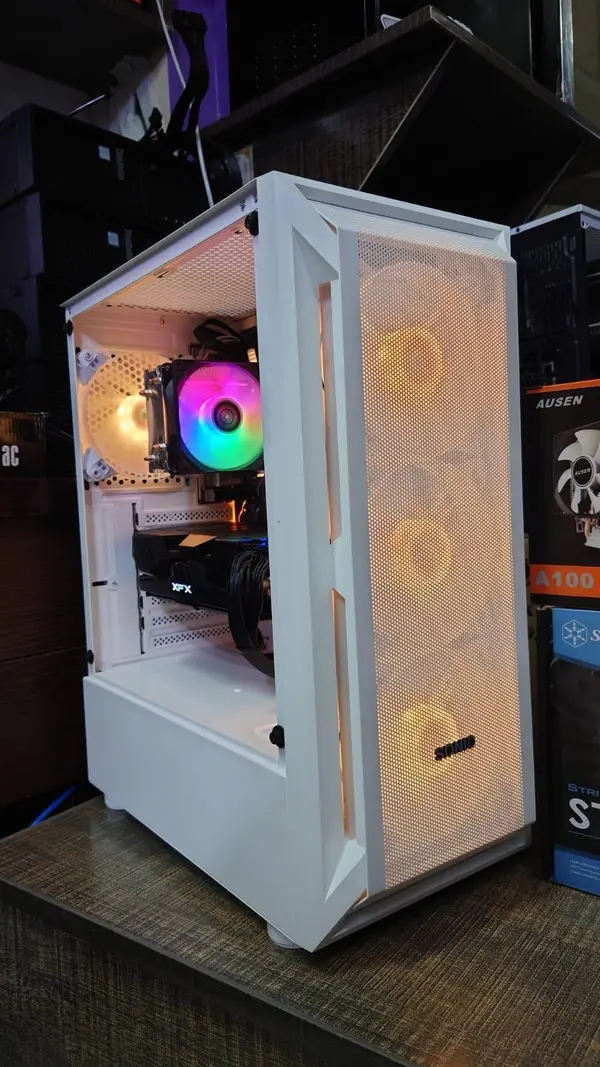 SONIC R19 White Gaming Case With 3 RGB Fans & Tempered Glass Side Panel