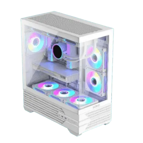 SONIC K10 White Gaming Case With 3 Infinity ARGB Fans & Tempered Glass Side Panel