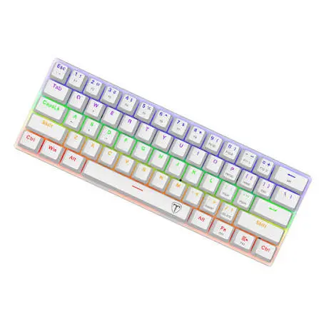 T-Dagger Arena White TGK321 61-Key 60% Mechanical Gaming Keyboard with Blue Switches, Rainbow Backlight & Full Key Rollover