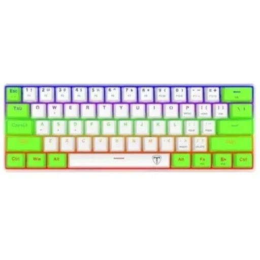 T-Dagger Arena White TGK321 61-Key 60% Mechanical Gaming Keyboard with Blue Switches, Rainbow Backlight & Full Key Rollover