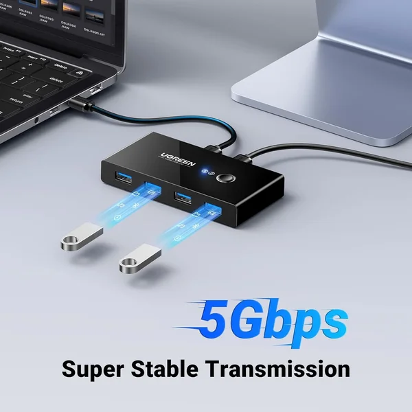 Ugreen 30768 2 In 4 Out 5Gbps USB 3.0 Sharing Switch Box – Share USB Devices Between Two Computers