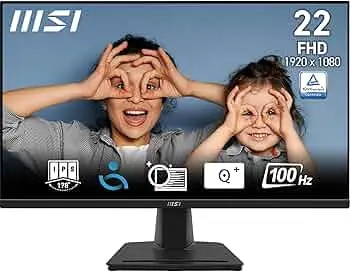 MSI PRO MP225 21.5” IPS 100Hz FHD Business Monitor – 1ms MPRT, Adaptive Sync, Eye Care Display