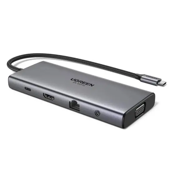UGREEN 45520 11-in-1 USB-C Docking Station – 4K 60Hz HDMI, VGA, 100W PD, Gigabit Ethernet, 10Gbps USB