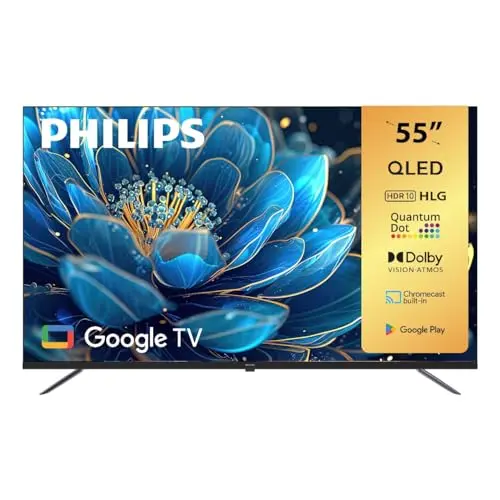 Philips 8100 Series 55" 55PQT8169 4K UHD QLED Google Smart TV with Dolby Vision, Dolby Atmos, HDR10+ & Google Assistant