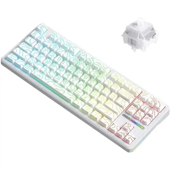 AULA F87 Pro V2 White Contour Star Vector Switch Tri-Mode Mechanical Gaming Keyboard - Wireless Hot-Swap RGB