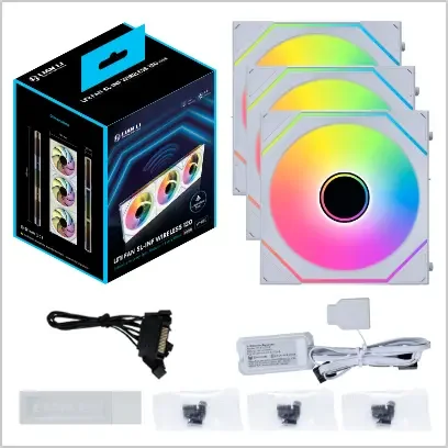 Lian Li UNI FAN SL-INF 120 ARGB Case Fan Triple Pack with L-Wireless Controller – White, Infinity Mirror, Daisy-Chain