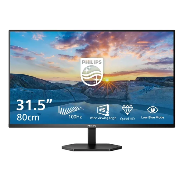 Philips 32E1N3500 31.5" QHD IPS Monitor 100Hz HDR10 Adaptive Sync Frameless - 2K 32 Inch Display for Work, Design & Gaming