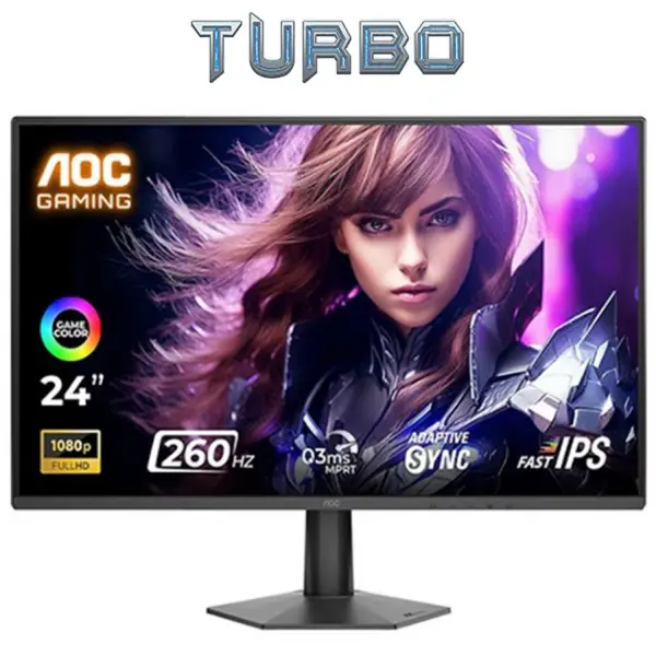 AOC 24G50Z 23.8" Frameless Esports Gaming Monitor – 240Hz OC 260Hz, Fast IPS, FHD, HDR10