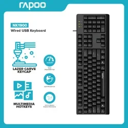 Rapoo NK2600 Wired USB Keyboard – Spill-Resistant, Laser-Carved Keys with Multimedia Hotkeys