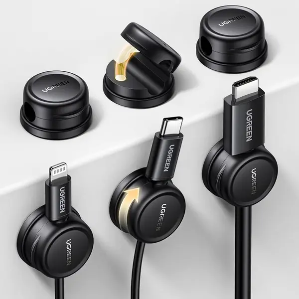 UGREEN Magnetic Cable Organizer 3-Pack – Adhesive Magnetic Cord Holder for Desk & Cable Management