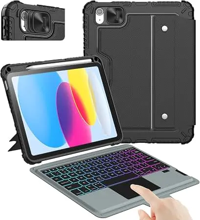 Logitech Rugged Folio Protective Keyboard Case for iPad 7th, 8th & 9th Generation – Smart Connector, Spill-Resistant Keys