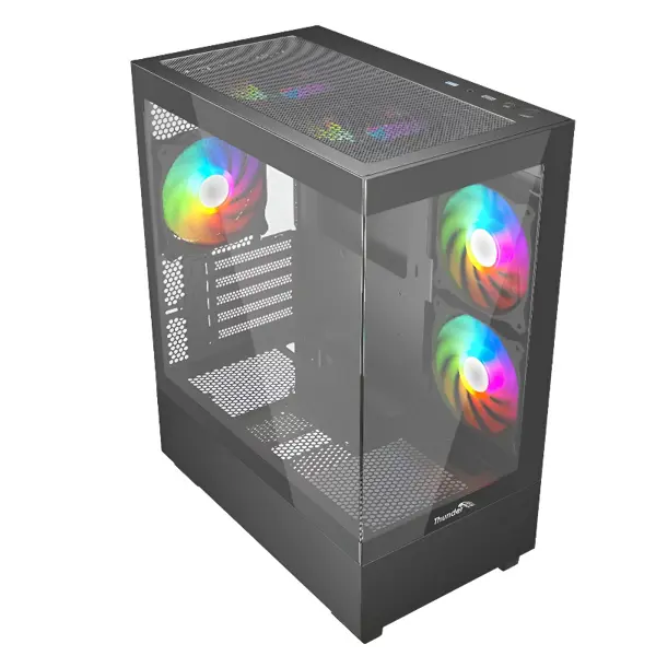 Thunder Black Fox TGC-747 ARGB microATX Gaming Case | 2x ARGB Fans | Tempered Glass Side Panel