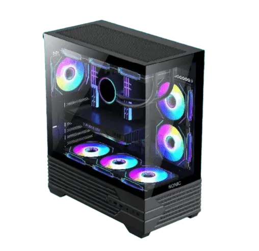 SONIC K10 Black Gaming Case With 3 Infinity ARGB Fans & Tempered Glass Side Panel