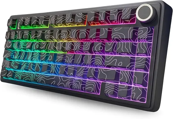AULA F75 Black Contour Star Vector Switch Tri-Mode Mechanical Gaming Keyboard - Wireless Hot-Swap RGB