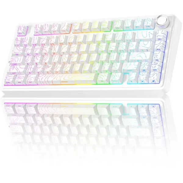 AULA F75 Retro White Panel + Retro White Milk White Switch Tri-Mode Mechanical Gaming Keyboard - Wireless Hot-Swap RGB