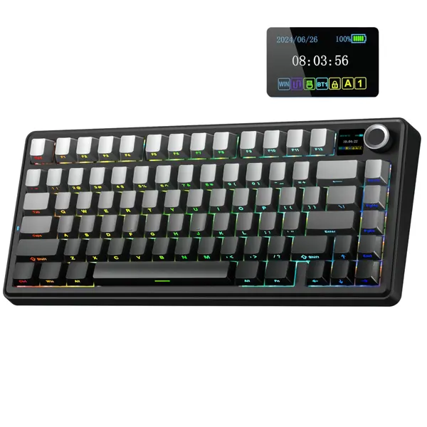 AULA F75 Gradient Grey Side Engraved Reaper Switch Tri-Mode Mechanical Gaming Keyboard - Wireless Hot-Swap RGB