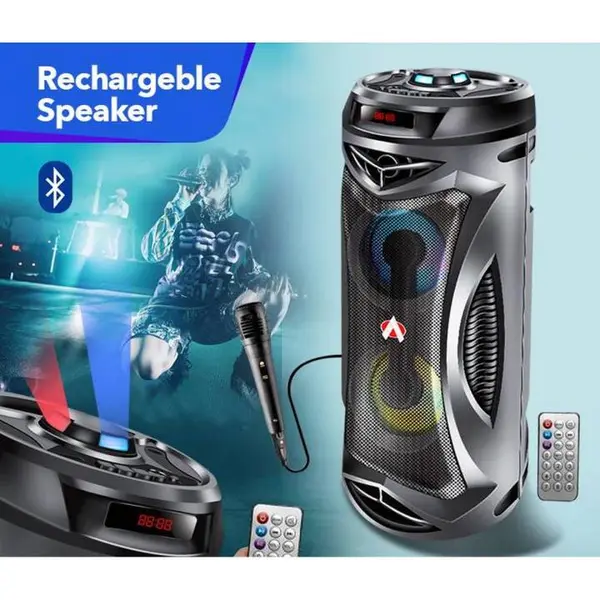 Audionic Sugar 20 Portable Bluetooth Speaker – Wireless Mobile Speaker with RGB Lights, USB, TF Card, FM Radio & Rechargeable Battery