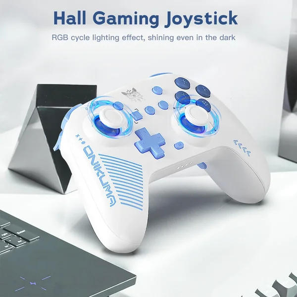 ONIKUMA C1 White Dual-Mode Wireless Gaming Controller - RGB, Dual Motor, Hall Effect