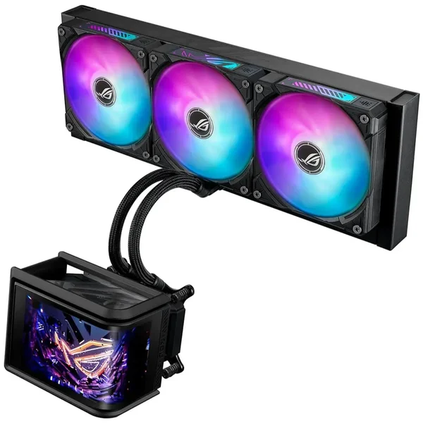 ASUS ROG Ryuo IV SLC 360 ARGB Black 360mm AIO Liquid CPU Cooler OLED Display High Performance Gaming Cooler Intel AMD Support Aura Sync
