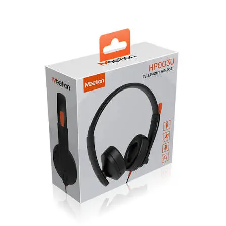 Meetion HP003U Black USB Office Headset – Omnidirectional Mic, Wired