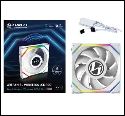 Lian Li 12SLIND1F3W UNI FAN SL-INF Flex LCD 120 Fan Triple Pack (3pcs) – White, LCD Display ARGB Case Fans