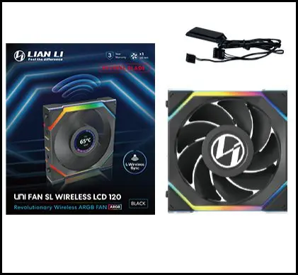 Lian Li 12RSLIND1F1B UNI FAN SL-INF Flex LCD 120 Reverse Blade Single Fan (1pc) – Black, LCD ARGB Case Fan