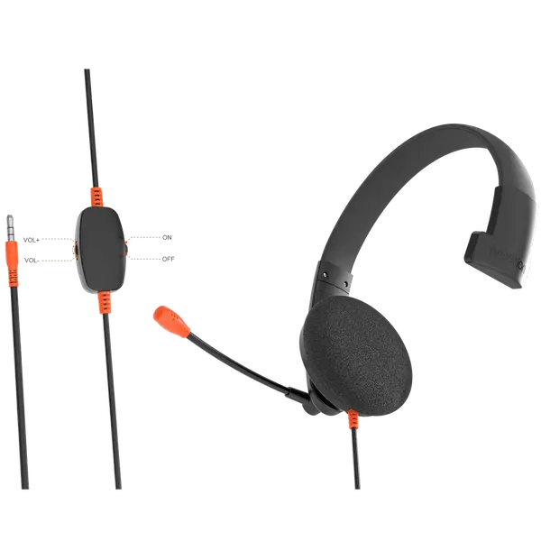 Meetion HP002 Black Call Center Headset – 3.5mm, Boom Mic, Wired