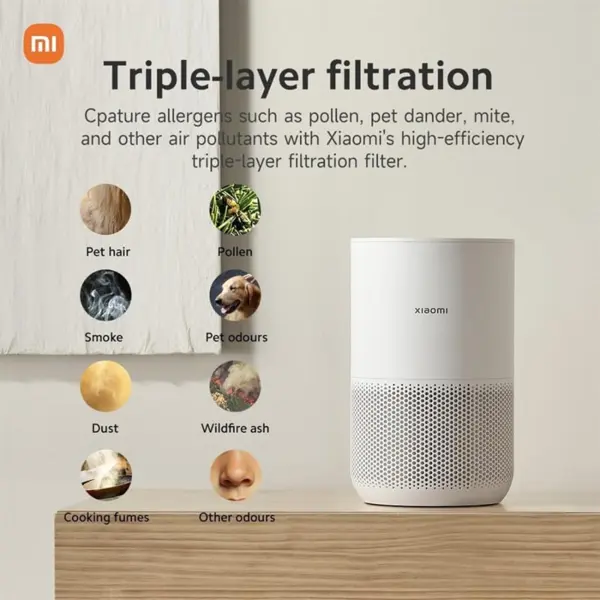 Xiaomi Mi Air Purifier 4 Compact, Air Purifier, True HEPA H13 3-Stage Filter, Removes 99.97% Pollutants To 0.3 Microns, Smart Home Integration, Whisper Quiet, 0.9KW/day, OLED Touch Display