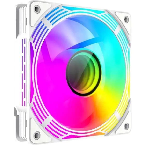 GameMax FN12A-C8I-RW 120mm ARGB PC Case Fan White Reversible Blades Infinity Mirror Center 5V 3pin Aura Sync 800-1600 RPM 4pin PWM
