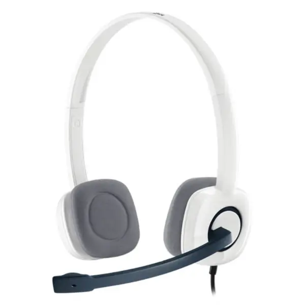 Logitech H150 Stereo USB Wired Headset - Noise-Cancelling Mic, In-Line Controls, PC/Laptop, Plug & Play | Blue / White