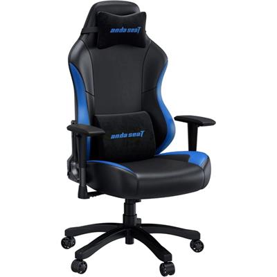 AndaSeat Luna Large Ergonomic Gaming Chair Black Blue Racing Style Gaming Chair PVC Leather Heavy Duty Lumbar Support Office & Gaming Chair