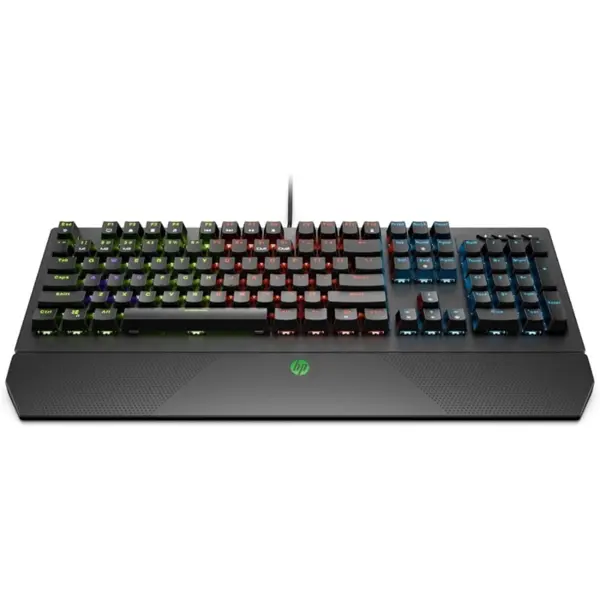 HP Pavilion Gaming RGB Mechanical Keyboard 800, Linear Switches, 4-Zone LED Backlighting, Built-In 3.5mm Port, Detachable Wrist Rest