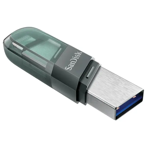 SanDisk iXpand Flash Drive Flip 128GB Lightning + USB 3.1 Gen 1 OTG Flash Drive – iPhone & PC High-Speed Backup USB Drive (Sea Green)