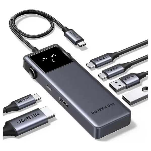 Ugreen UNO 6 In 1 USB-C HUB, 10Gbps USB-C and USB-A, 4K@60Hz HDMI, 100W Power Delivery, 35998