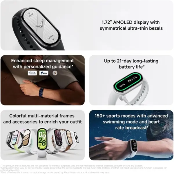 Xiaomi Smart Band 10 - 1.72" AMOLED Display, 21-Day Battery, Sleep & Fitness Tracker, Glimmer Gold