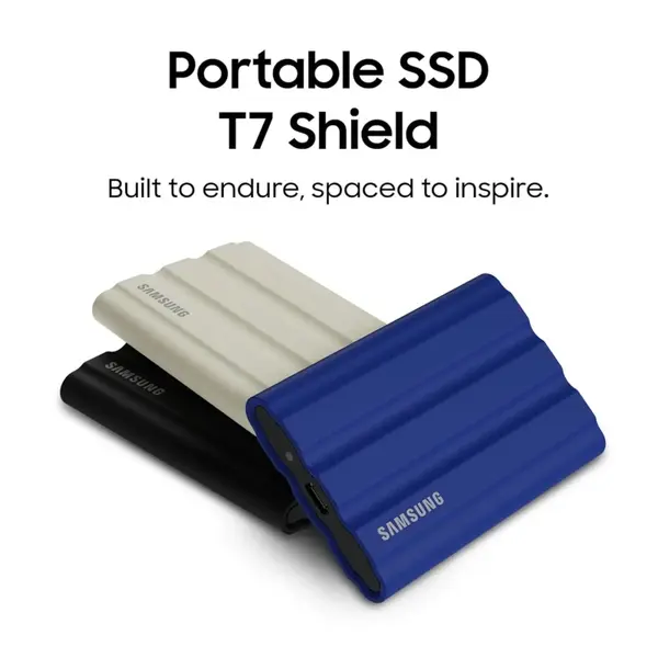 Samsung T7 Shield Portable SSD 1TB External SSD, USB 3.2 Gen2, Up To 1,050MB/s, IP65 Water and Dust Resistant, MU-PE1T0S, Black