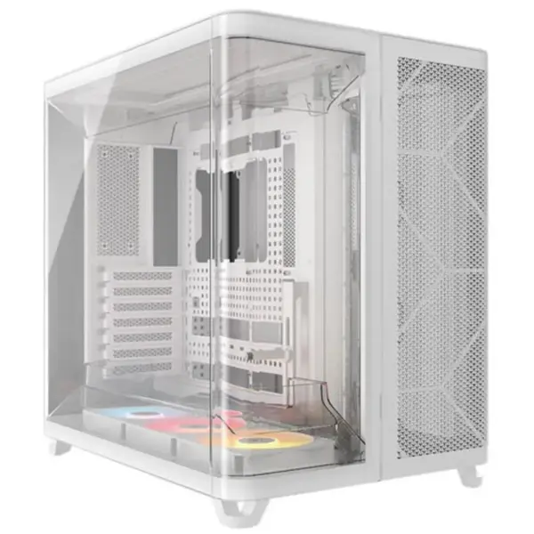 Corsair AIR 5400 RS-R ARGB Computer Case, Triple Chamber, 3x RS-R 120mm Fans, Up To 360mm Radiator, Tempered Glass, White