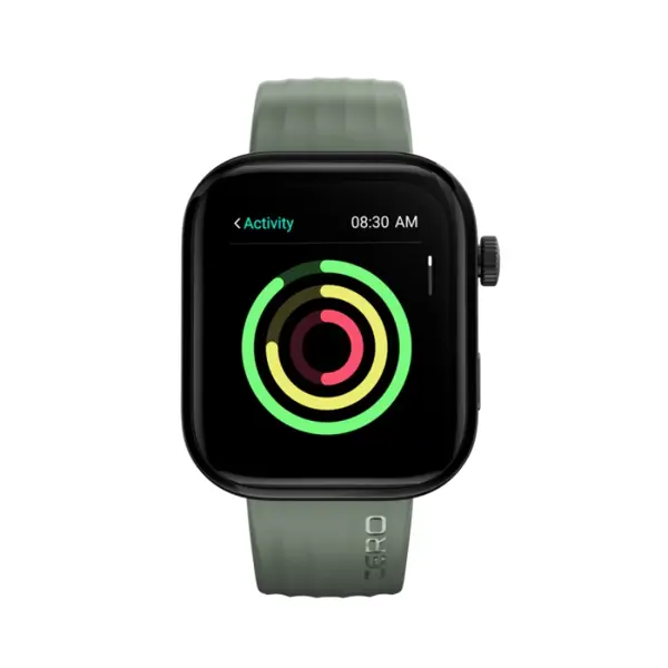 Zero Lifestyle Visionary AMOLED Smartwatch – Bluetooth Calling, AMOLED Display, AI Voice Assistant, Fitness Smart Watch (Olive Green Silicone)
