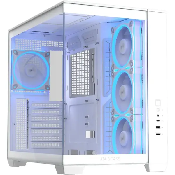 ASUS A32 Plus TG ARGB Mid-Tower ATX PC Case White with 4 ARGB Fans