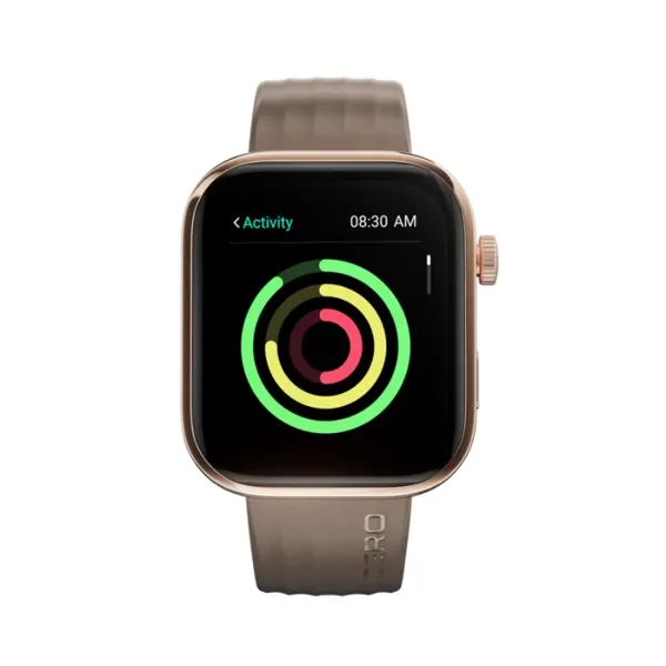 Zero Lifestyle Visionary AMOLED Smartwatch – Bluetooth Calling, AMOLED Display, AI Voice Assistant, Fitness Smart Watch (Brown Silicone)