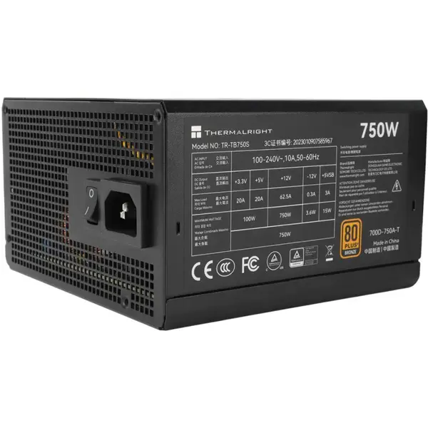 Thermalright TB-750S 750W 80 PLUS Bronze Certified PSU - ATX 3.0 & PCIe 5.0 Ready - Non-Modular - ATX