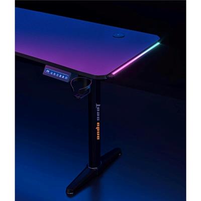 AndaSeat Terminator Electric Gaming Desk Adjustable Height Carbon Fiber Texture RGB Gaming Table Black Motorized Standing Desk for Gaming & Office Setup