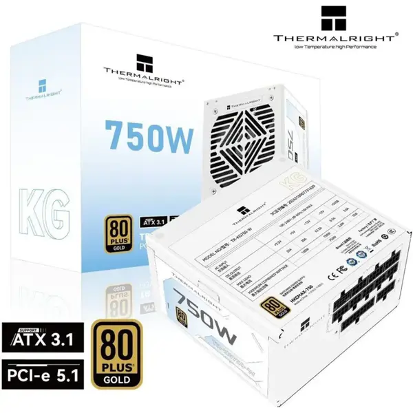 Thermalright KG-750 750W 80 Plus Gold Fully Modular Power Supply, Intel ATX 3.1 Certified, DC-DC Circuit Design, White